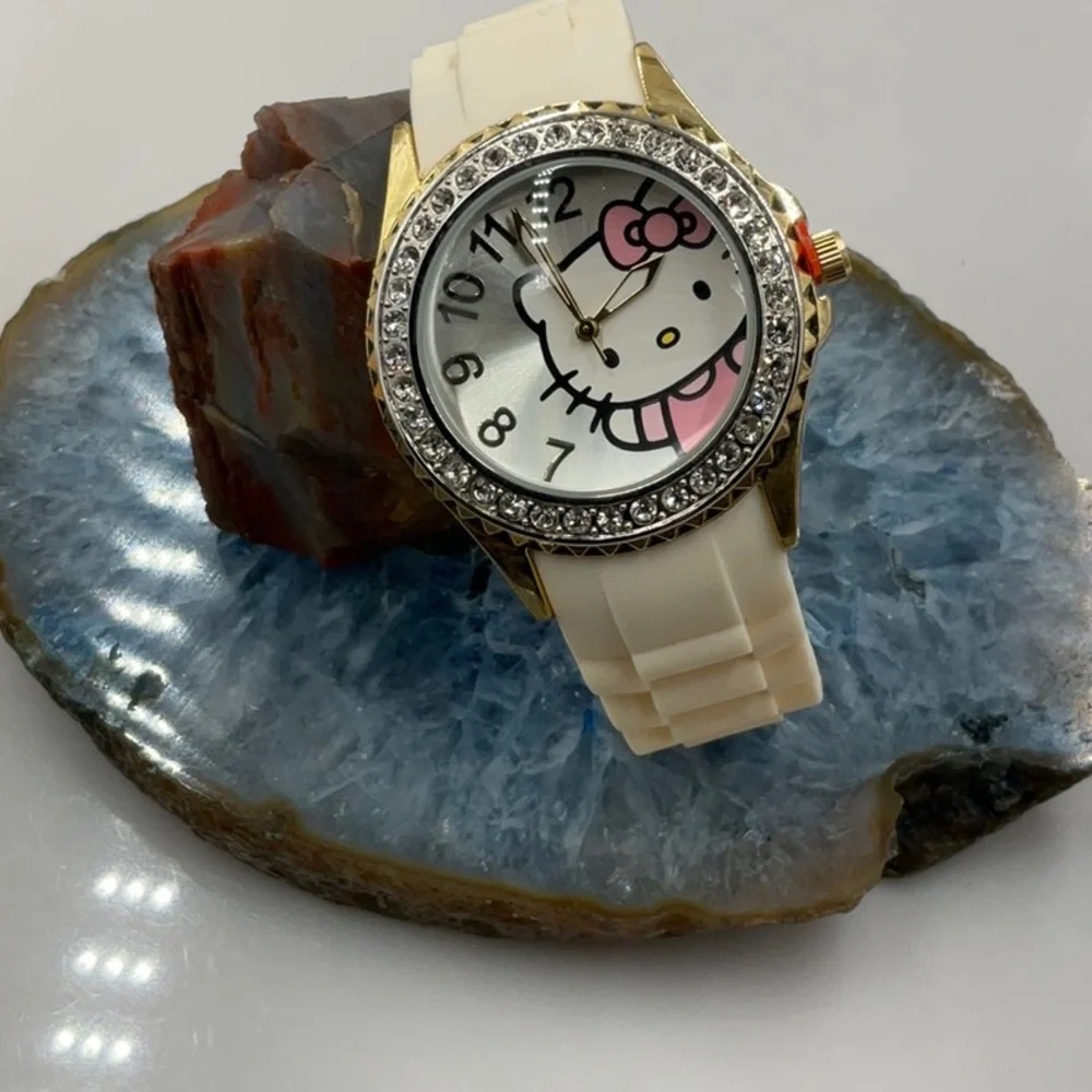 Hello Kitty Pink & Black Polka Dot Trinket Box Featuring Hello Kitty Watch - Picture 10 of 11
